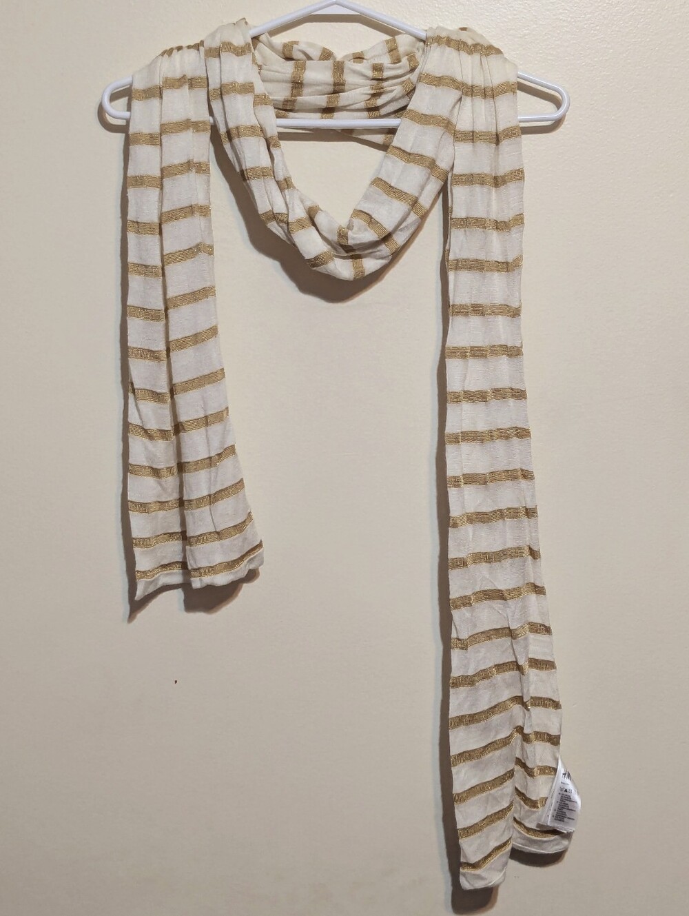 H&M Cream And Gold Sparkle Stripe Scarf